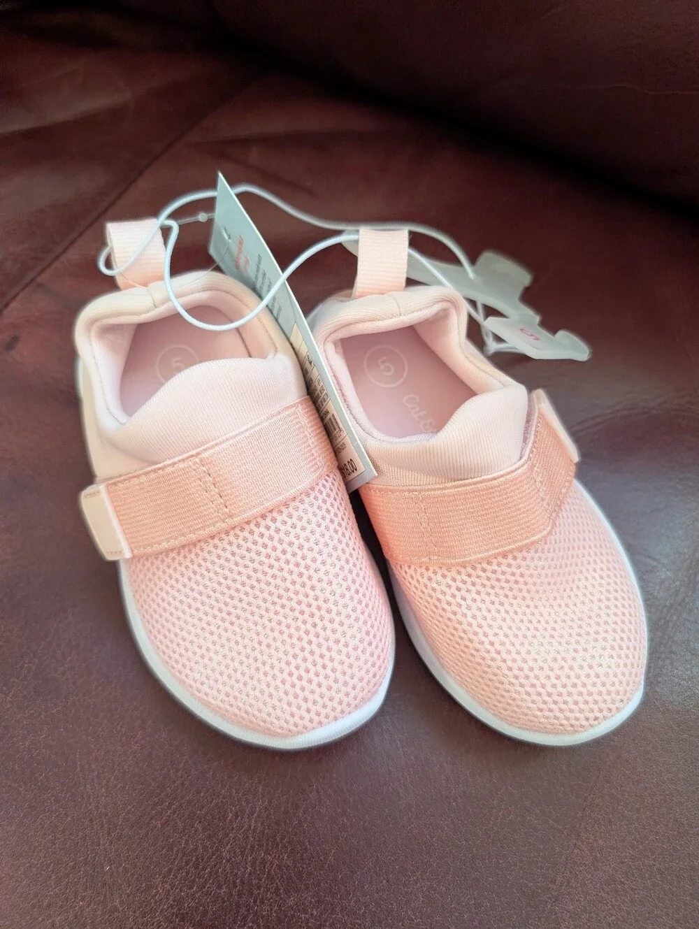 Cat & Jack Pink Mesh Hook-and-Loop Toddler Size 5 Slip-On Waterproof Sneakers